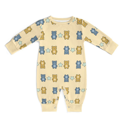 Teddy Bear Print Long Sleeve Baby Romper | Custom AOP