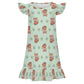 Girls Cute Fox Print Ruffle Sleeve Nightgown