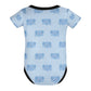 Cute Elephant Print Light Blue Cotton Baby Bodysuit