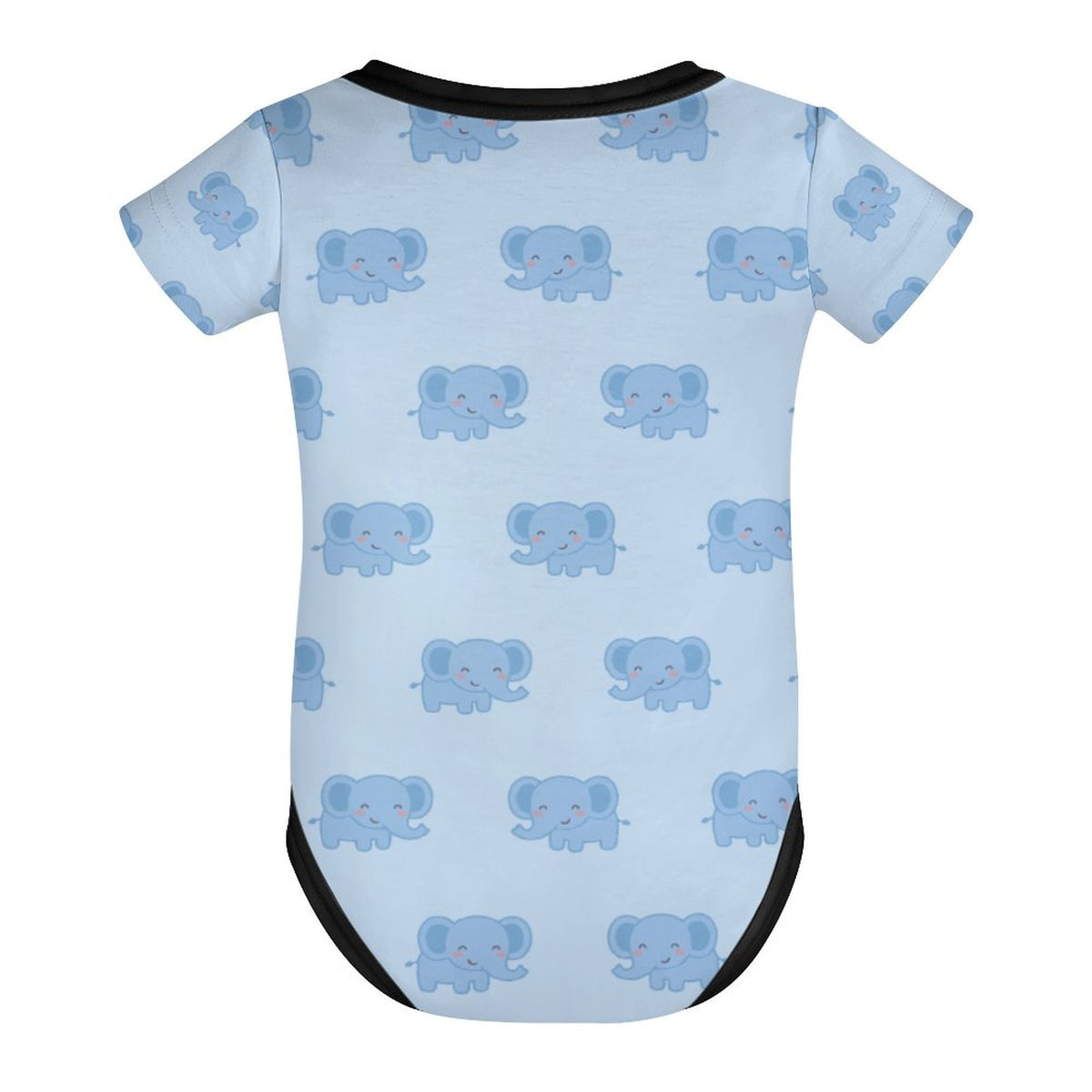 Cute Elephant Print Light Blue Cotton Baby Bodysuit