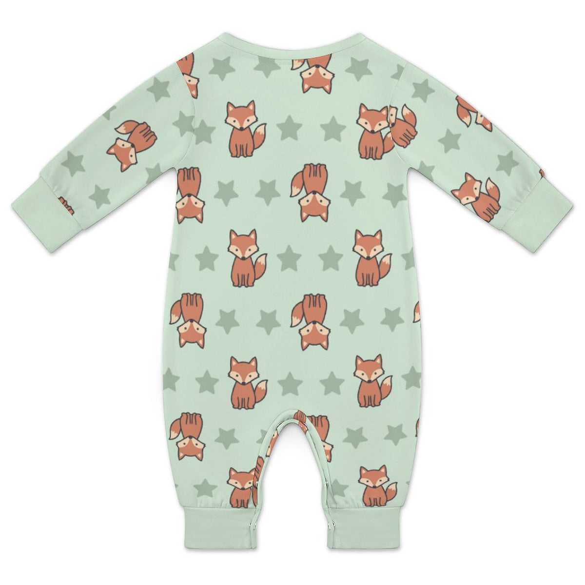 Cute Fox Print Long Sleeve Baby Romper | Custom AOP