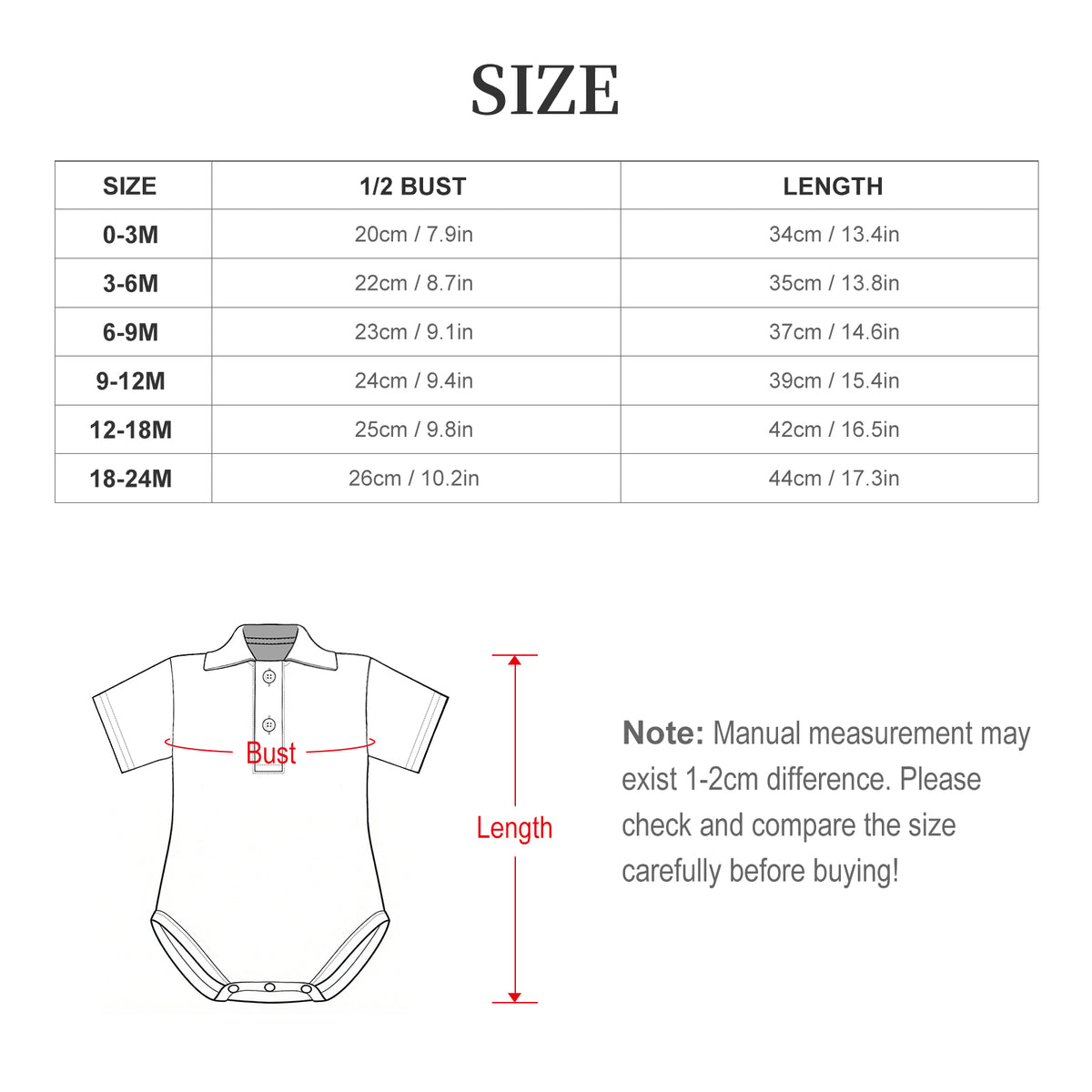 200gsm Baby Short Sleeve Polo Romper | All-Over Print
