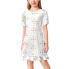 Girls' Geometric Print Ruffle Hem Short Sleeve Dress