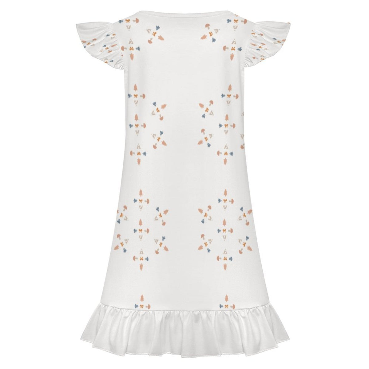 200GSM White Geometric Patterned Girls' Nightgown