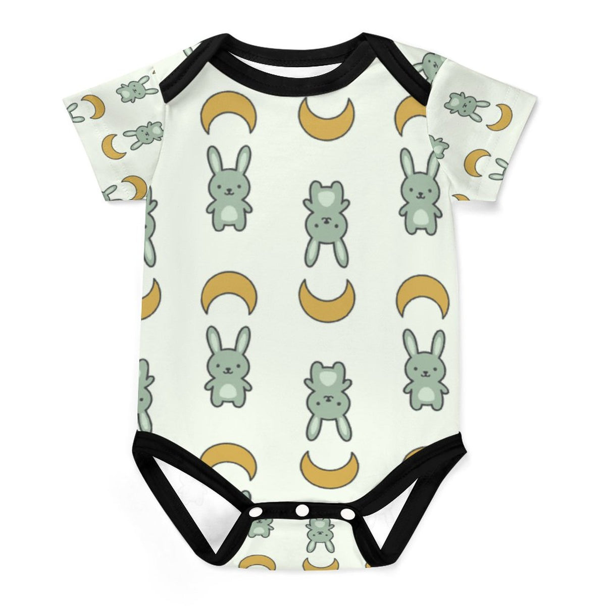 Cute Cotton Baby Bunny & Moon Print Onesie