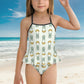 Girls Cute Bunny & Moon Cami Ruffle One-Piece Swimsuit