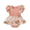 Baby Girl Floral Romper Dress | Ruffle Sleeves & Bows